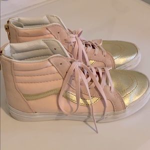 Vans High Tops Girls pink and gold 4.5